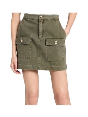 Anine Bing Olive Green ‘Aliza’ Cotton Cargo Mini Skirt